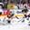 COLOGNE, GERMANY - MAY 12: Germany's Danny Aus den Birken #33 makes the save on this play while Yannic Seidenberg #36 and Denis Reul #2 keep close watch on Denmark's Frederik Storm #9 during preliminary round action at the 2017 IIHF Ice Hockey World Championship. (Photo by Andre Ringuette/HHOF-IIHF Images)

